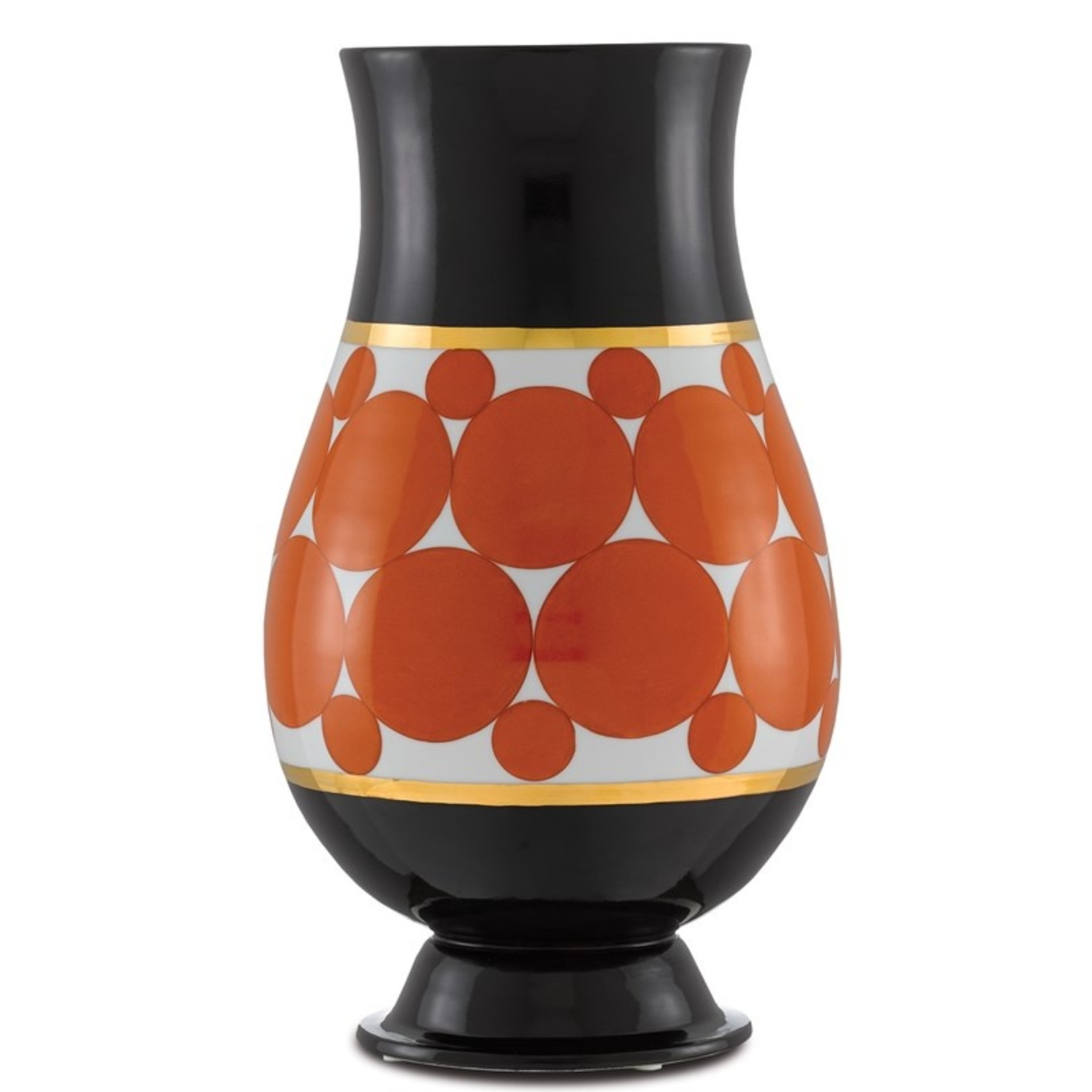 Currey & Company De Luca Black, Orange & White Porcelain Vase