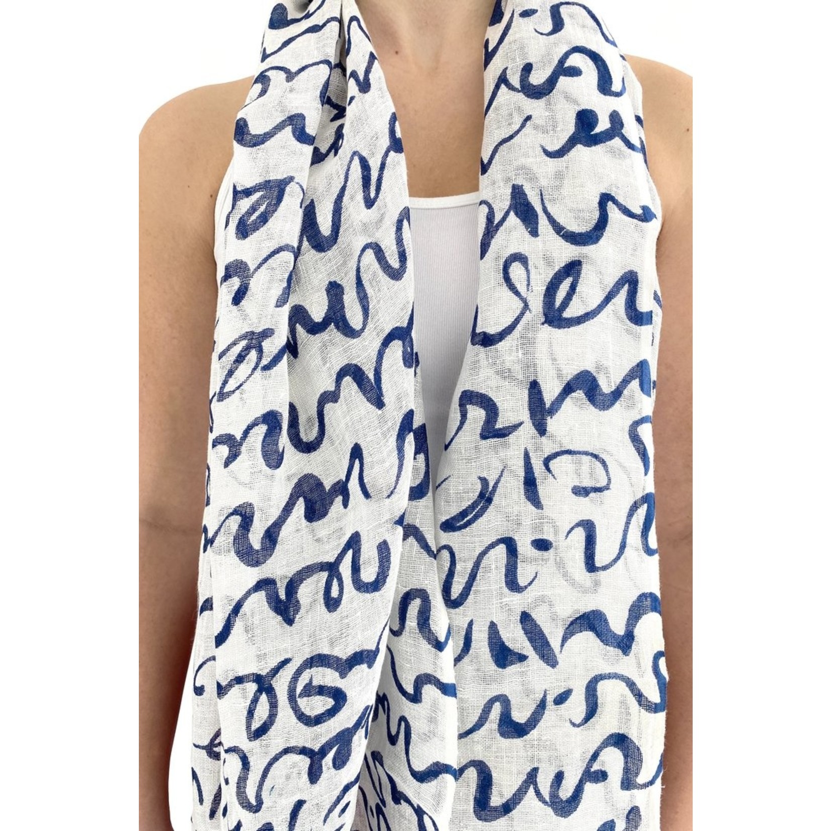 See Design Linen Scarf Story Indigo