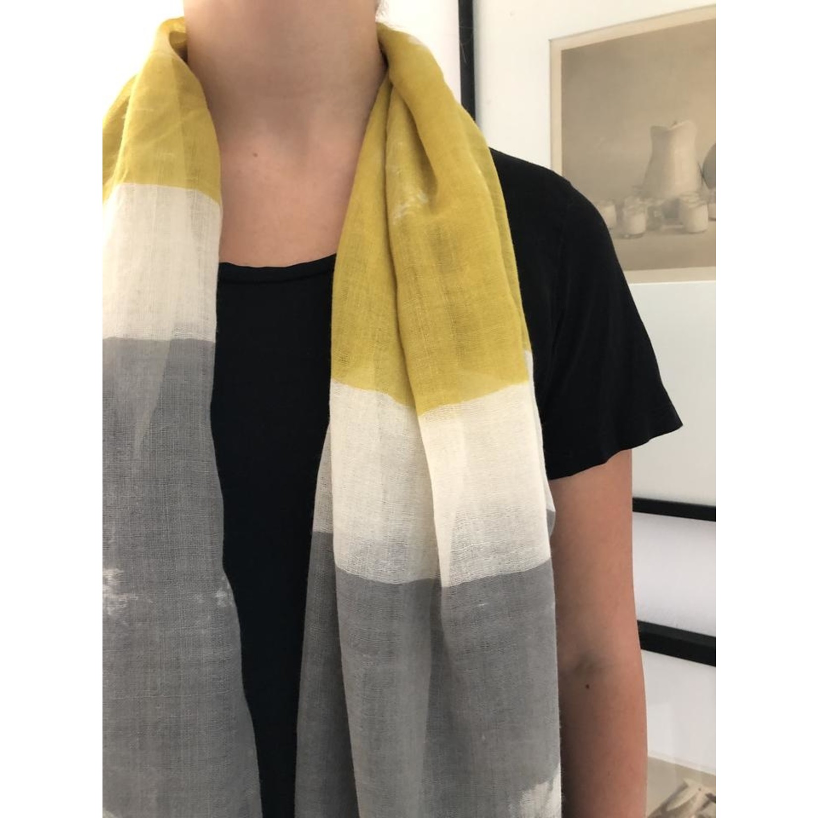 See Design Block Wool Scarf Grey Citron