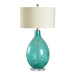 Wildwood Crinkle Texture Blue Green Glass Bottle Table Lamp
