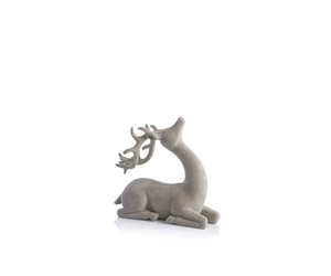Zodax Flocked Sitting Deer Natural - Designer's Studio