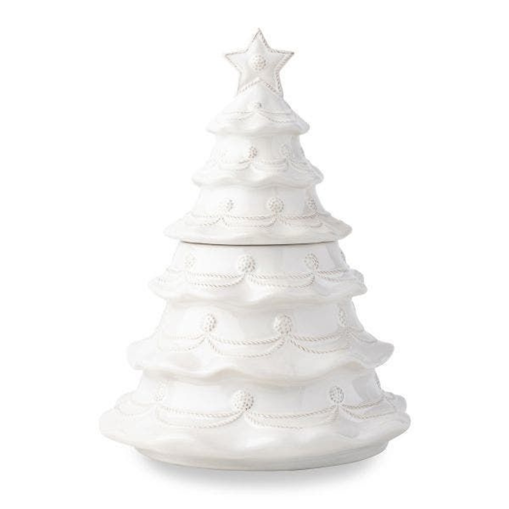 Juliska Christmas Tree Cookie Jar Whitewash