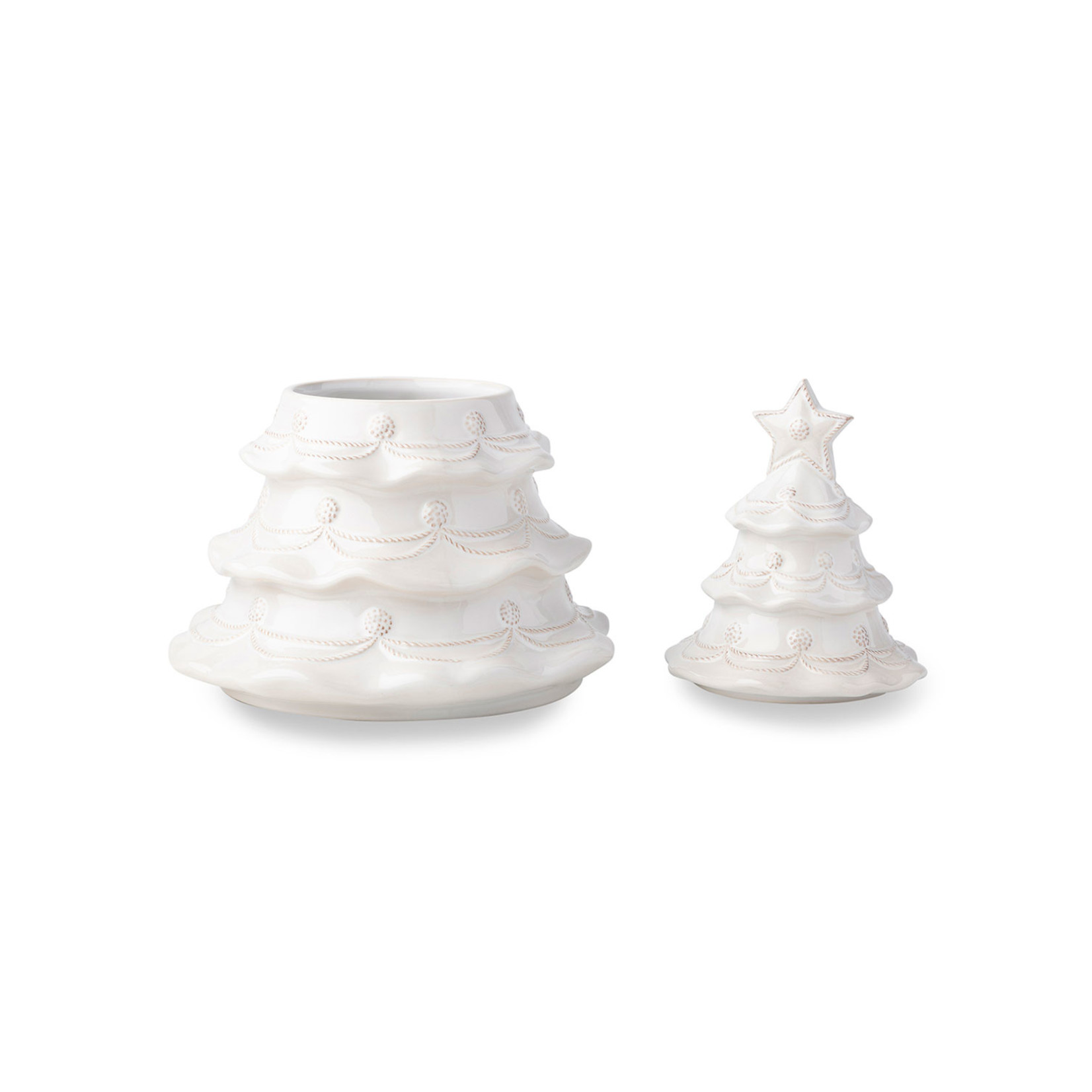 Juliska Christmas Tree Cookie Jar Whitewash