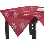 Saro Trading Company Red Snow Crystal Tablecloth Topper