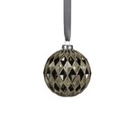 Zodax Harlequin Silver and Black Glass Ornament 4"