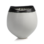 Zodax Trento White Eclipse Vase with Black Volcanic Rim