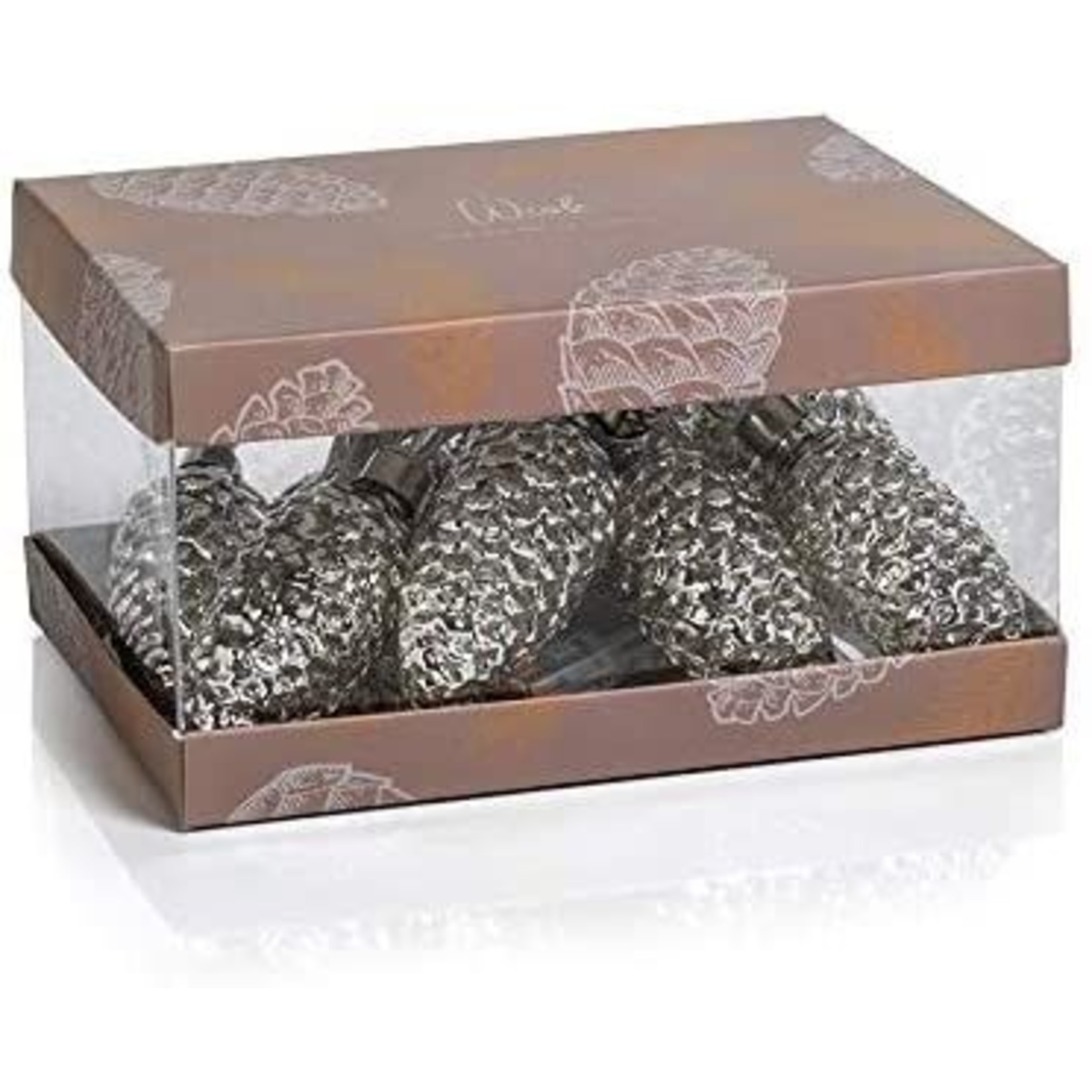 Zodax LED Silver Pinecone Glass Ornament String Lights