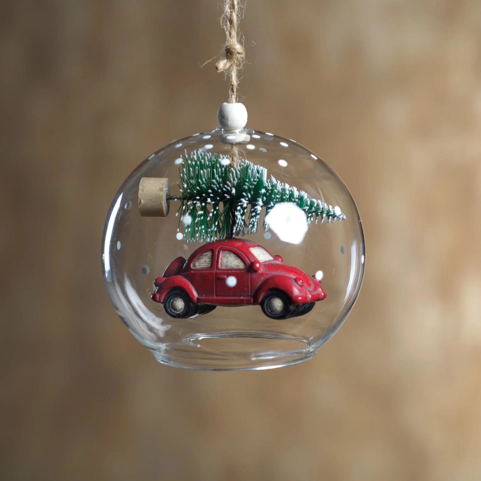 Zodax Tree on Car Ornament Red