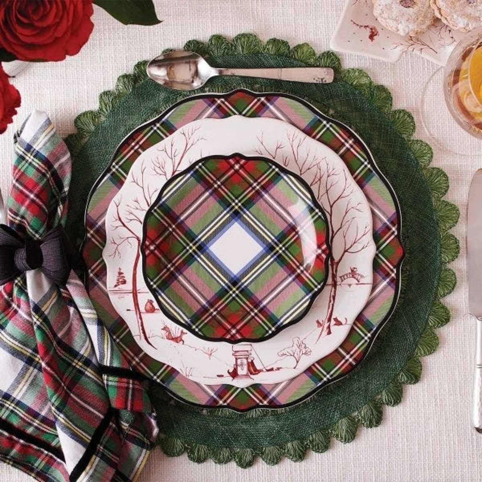 Juliska Stewart Tartan Cocktail Plates Set of 4