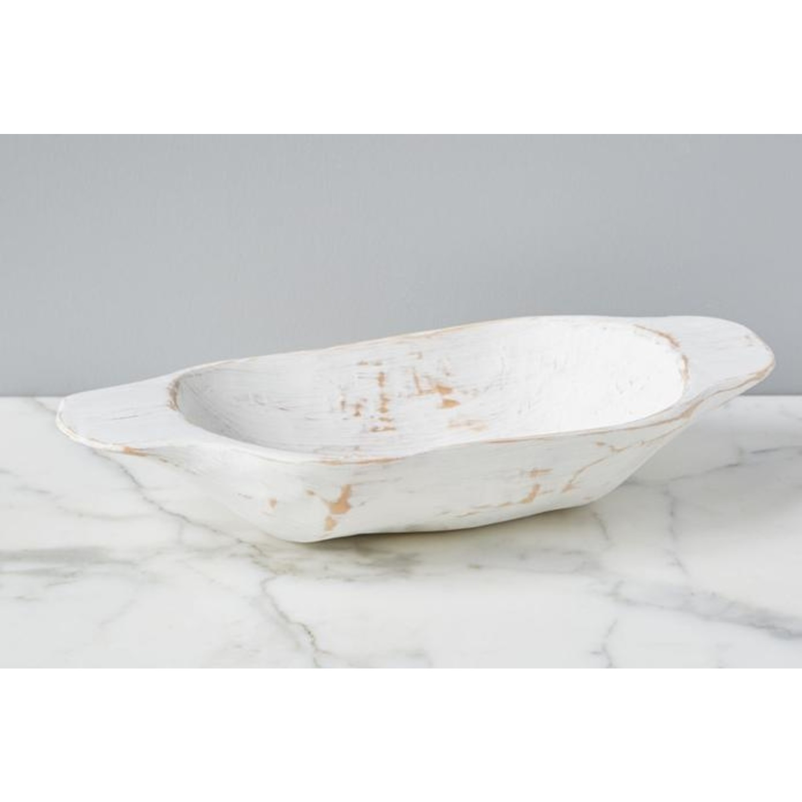 etuHOME Distressed White Dough Bowl Small