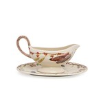 Juliska Forest Walk Woodland Motif Ceramic Gravy Sauce Boat & Stand