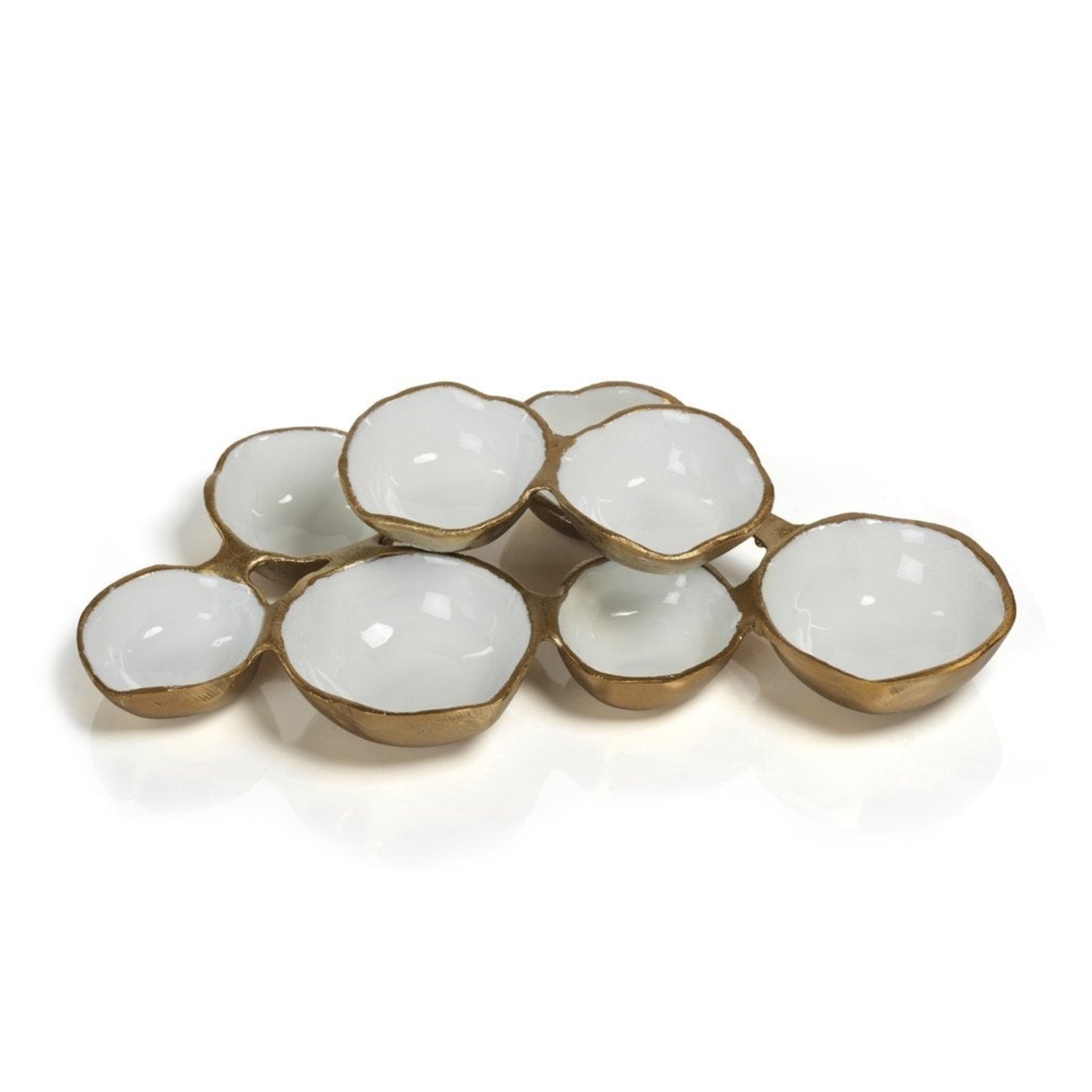 Zodax Small Cluster of 8 Bowls Gold w/White Enamel