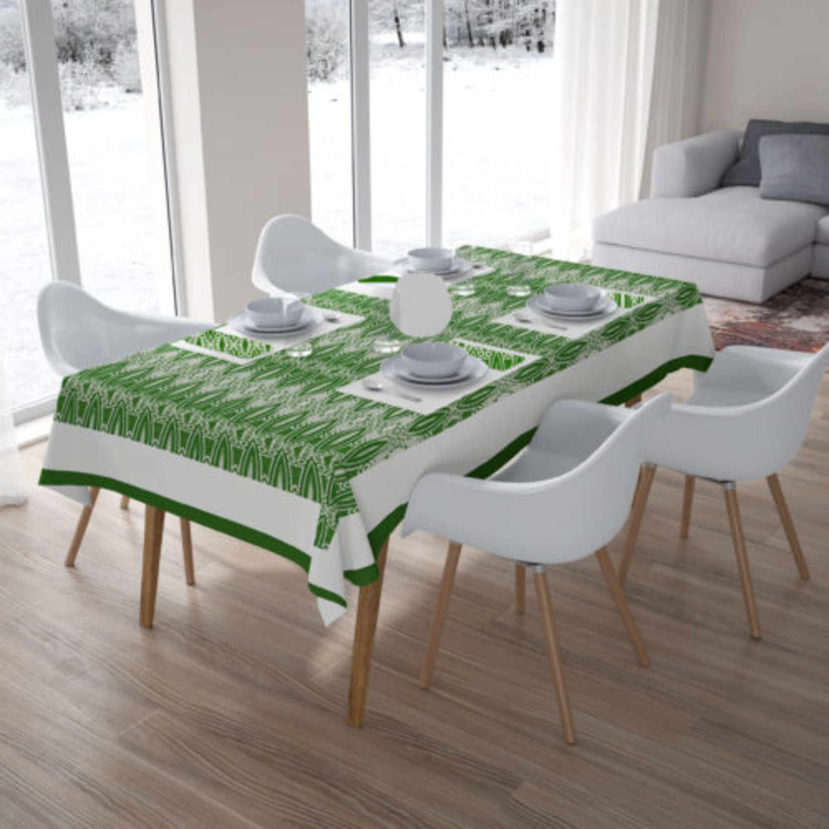 Sara Anderson Vienna Tablecloth Green 61" x 61"