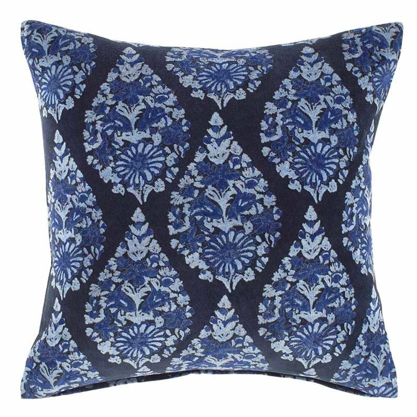 John Robshaw Textiles Taleti Decorative Blue Velvet Pillow