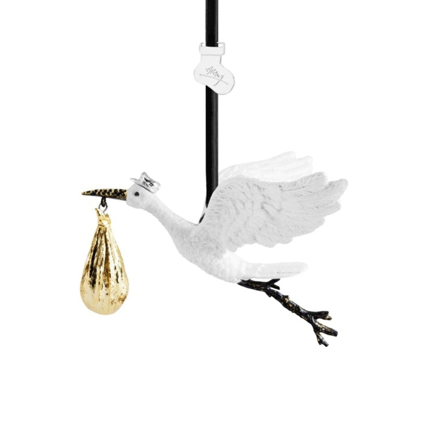 Michael Aram Gold & White Metallic Stork Ornament