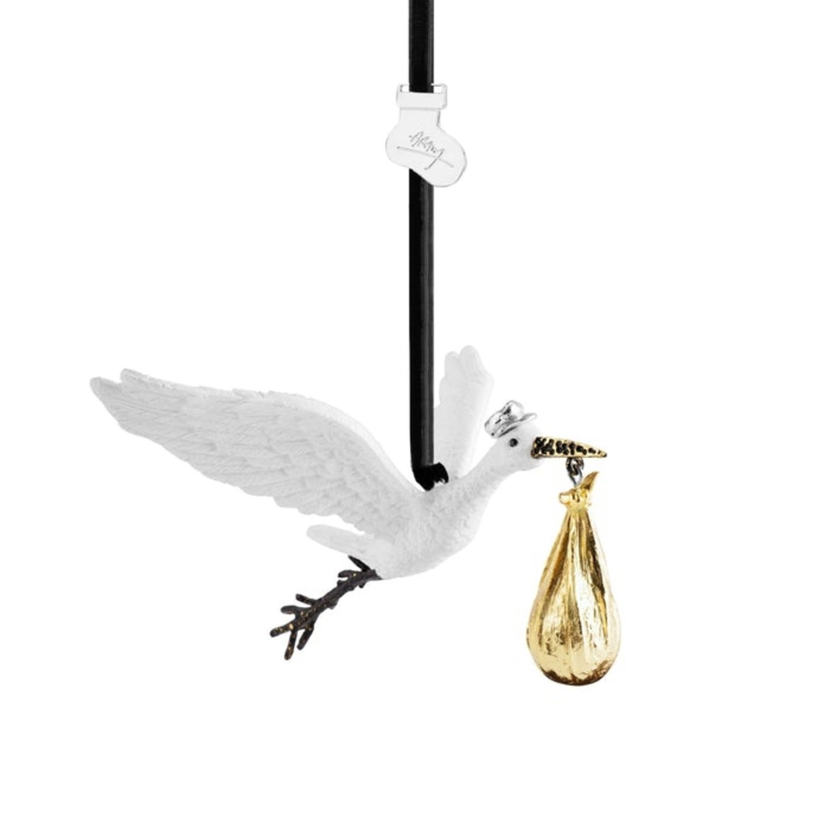 Michael Aram Gold & White Metallic Stork Ornament