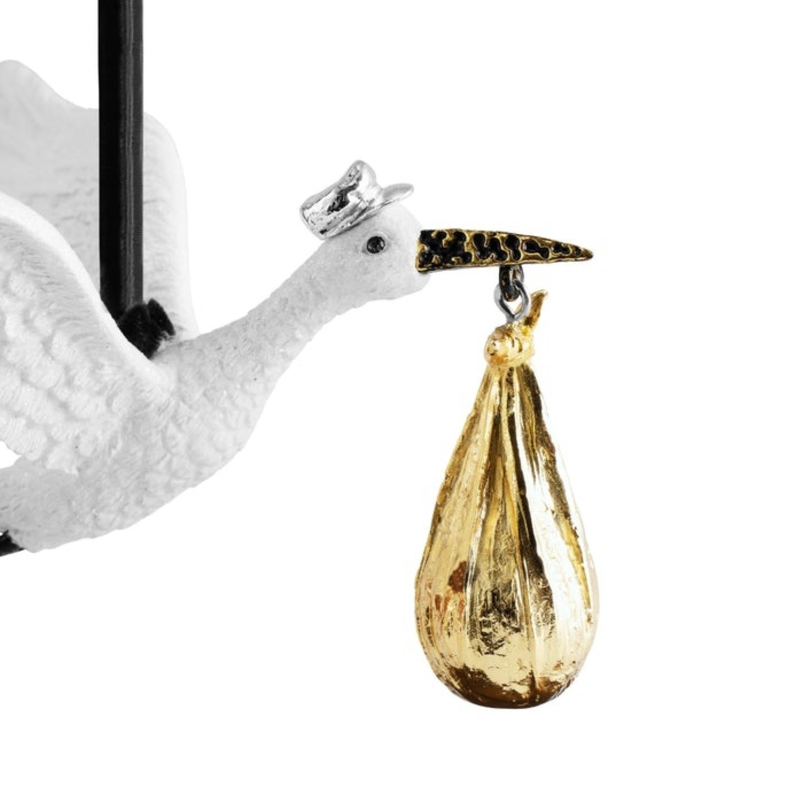 Michael Aram Gold & White Metallic Stork Ornament
