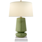 Visual Comfort Parisienne Small Table Lamp in Shellish Kiwi with Natural Percale Shade