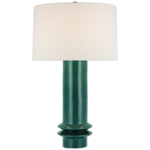 Visual Comfort Montaigne Medium Table Lamp in Emerald Crackle with Linen Shade