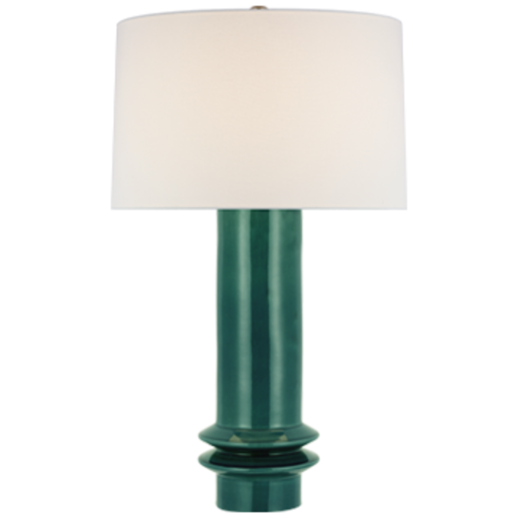 Visual Comfort Montaigne Medium Table Lamp in Emerald Crackle with Linen Shade