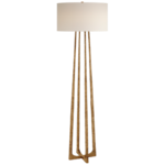 Visual Comfort Scala Large Hand Forged Floor Lamp in Gilded Iron with Natural Percale Shade