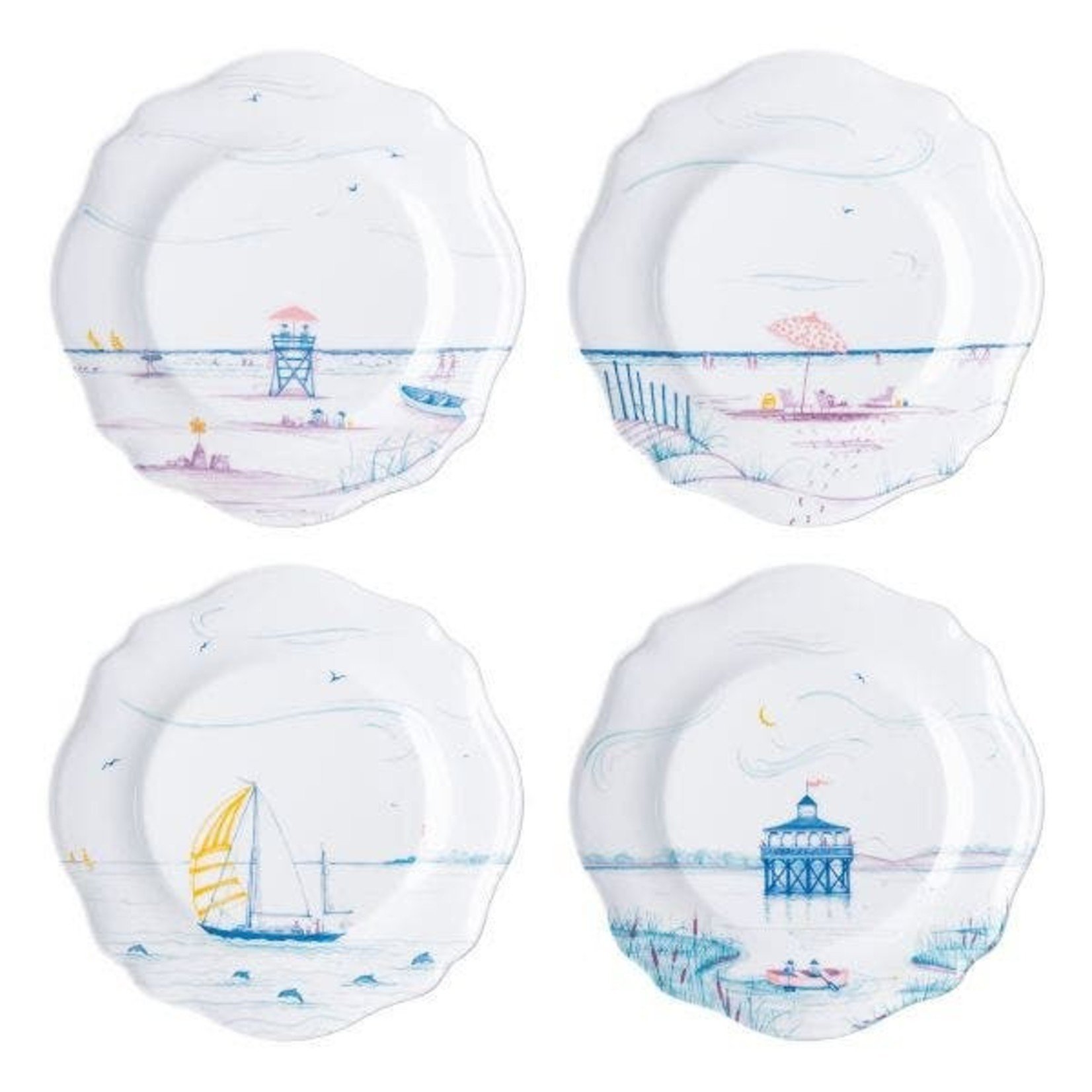 Juliska Country Estate Seaside White & Pastel Melamine Salad Plate Set of 4
