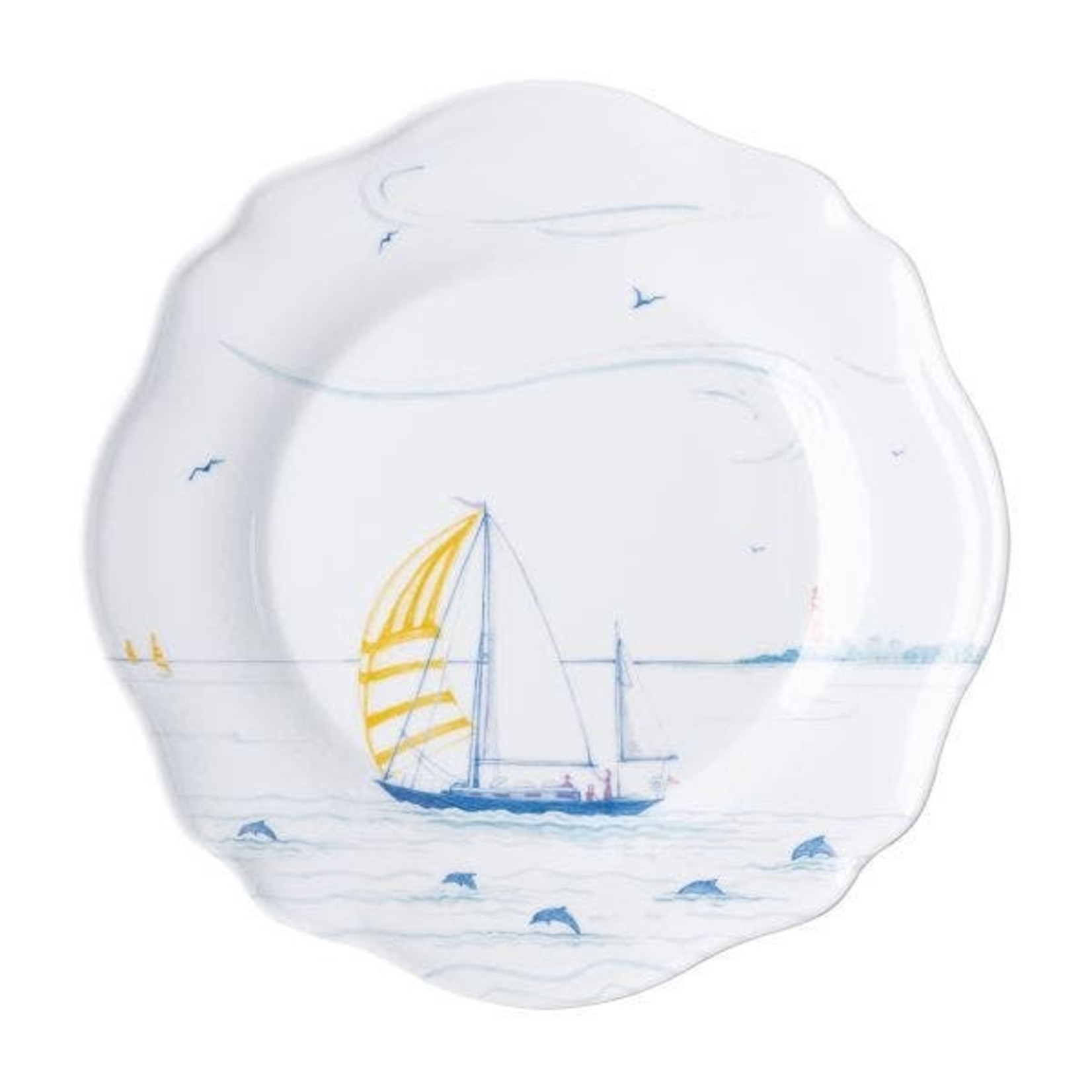 Juliska Country Estate Seaside White & Blue Melamine Salad Plate Set of 4