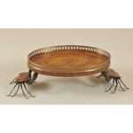 Maitland Smith Brass Crab & Marquetry Serving Tray