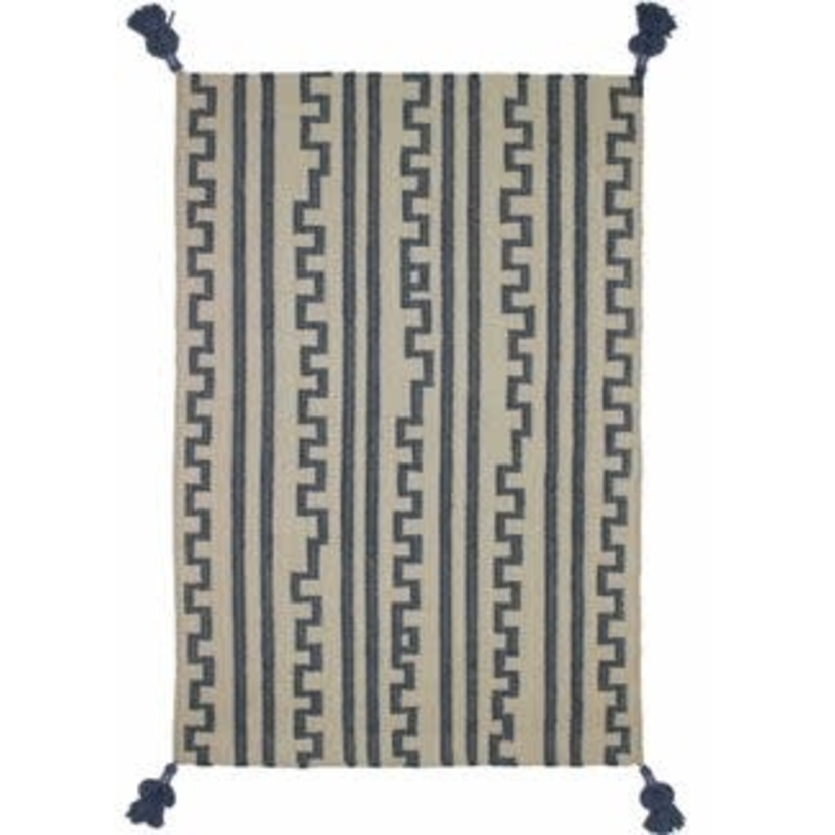 Fibre by Auskin Chanda Blue Beige Cotton Rug 5x8