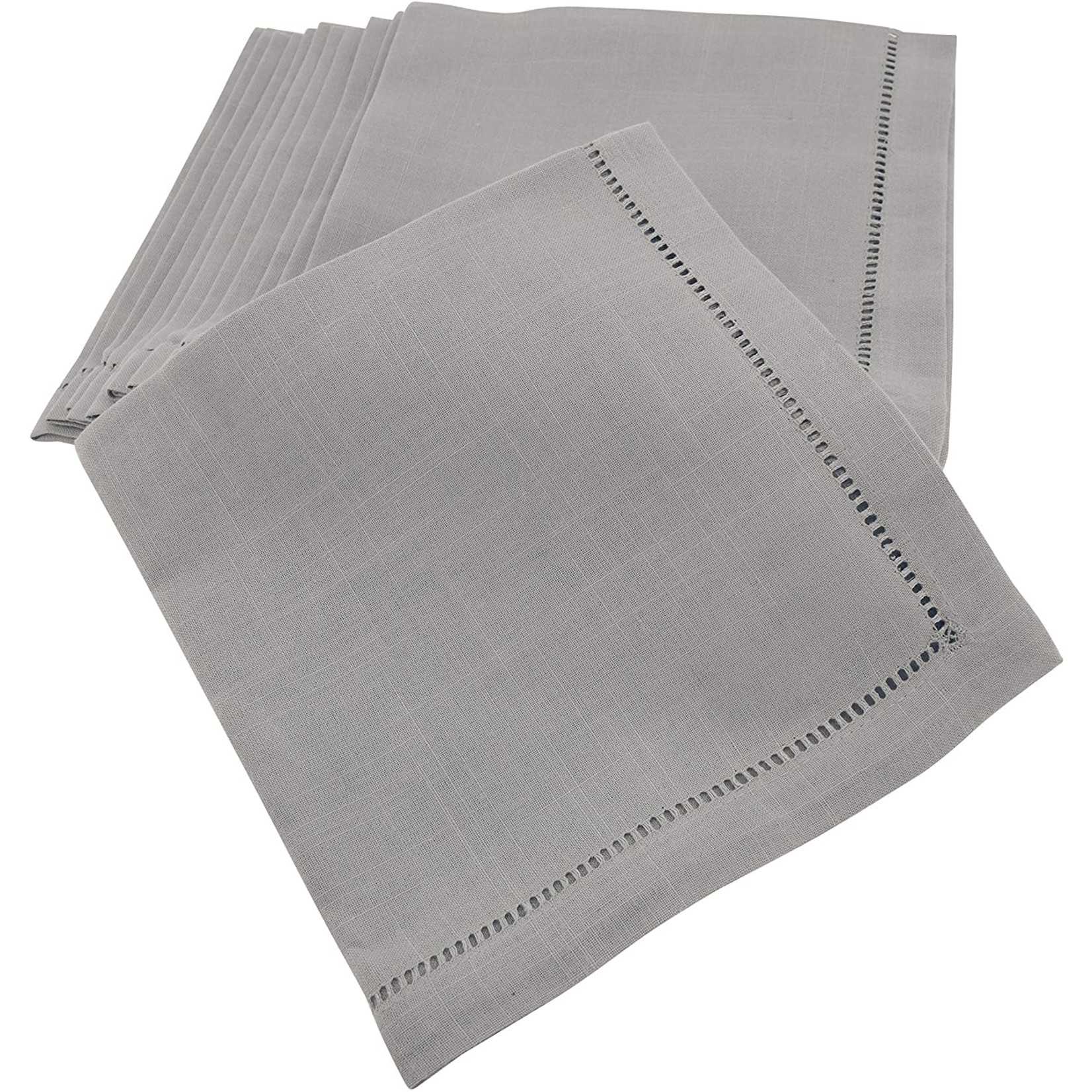 Saro Trading Company Grey Hemstitched Dinner Napkin