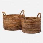 Pigeon and Poodle Payson Natural Banana Bark Round Nested Baskets Set of 2