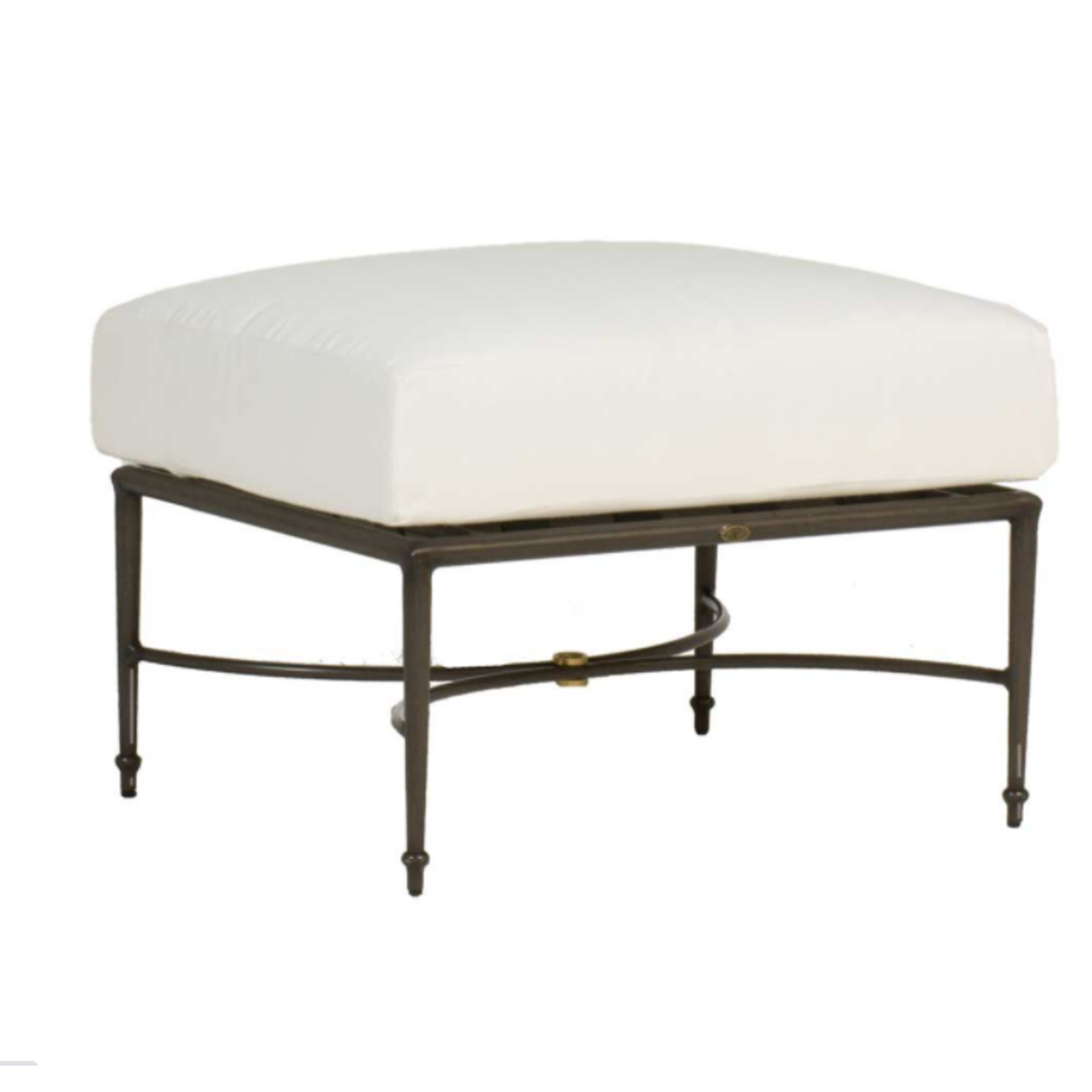 Summer Classics Roma Aluminum Outdoor Ottoman & White Cushion