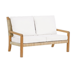 Kingsley Bate Hudson Outdoor Teak Settee Bench with Cushions