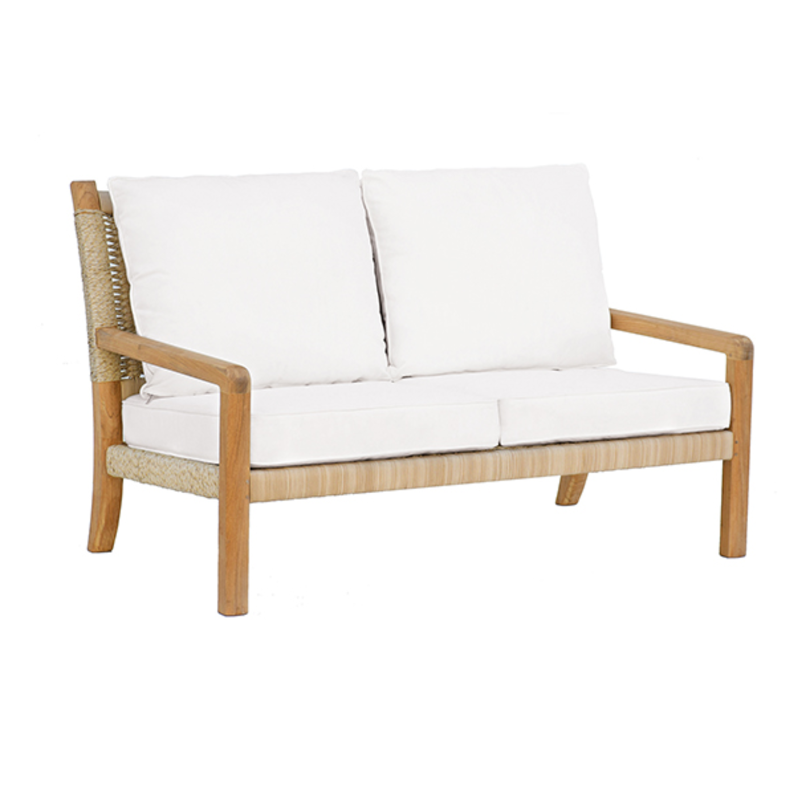 Kingsley Bate Hudson Outdoor Teak Settee Bench with Cushions
