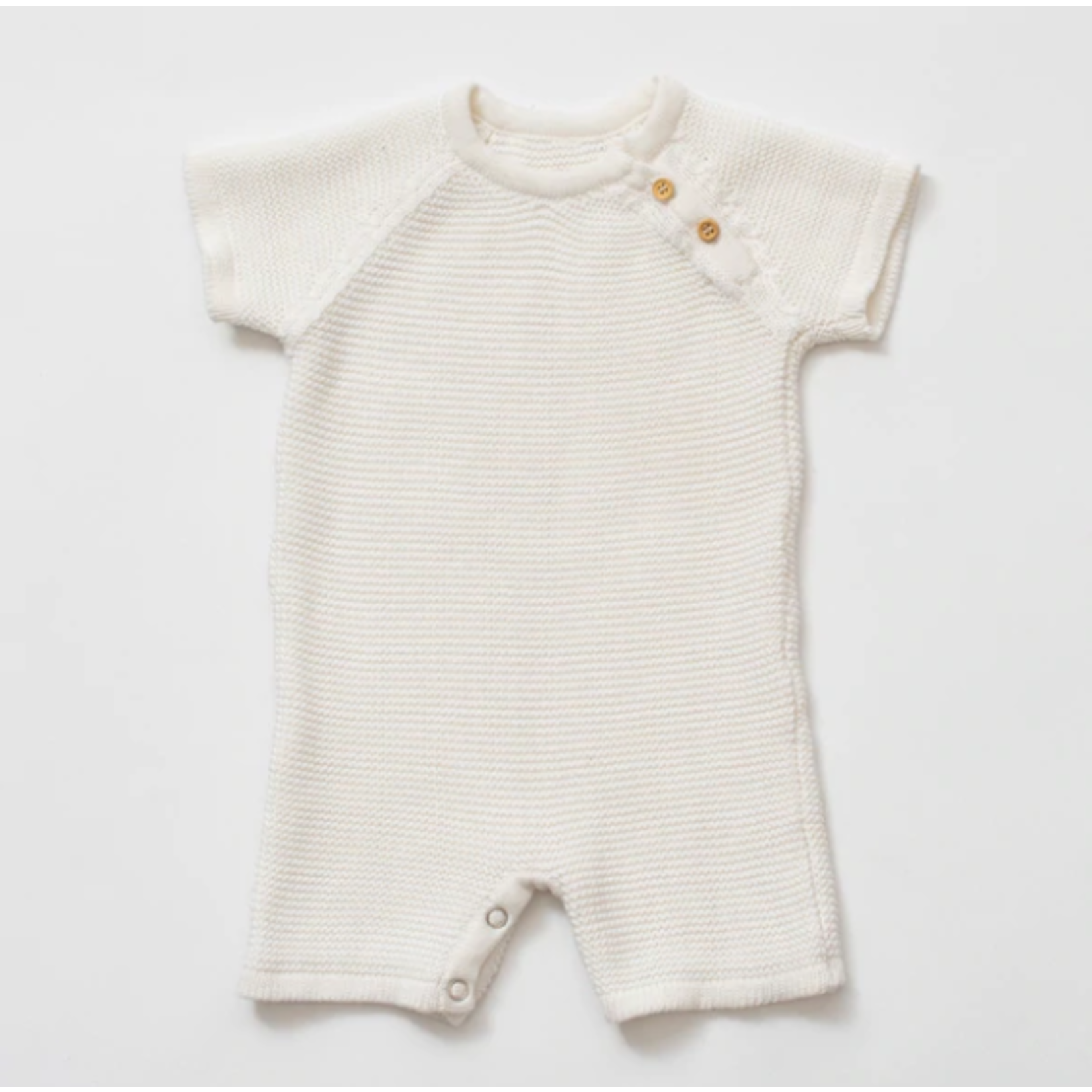 Zestt LLC Knit Baby Romper- White 6-12M