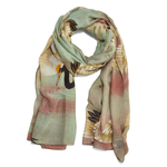 2CHIC Aqua Blue & Pink Heron Scarf