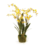Napa Home and Garden Dancing Yellow Orchid Faux Floral Drop-in 32" in White Artichoke Pot