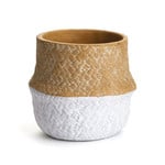 Napa Home and Garden Basket Weave Natural & White Belly Cachepot - Small 6.25" x 5.5"