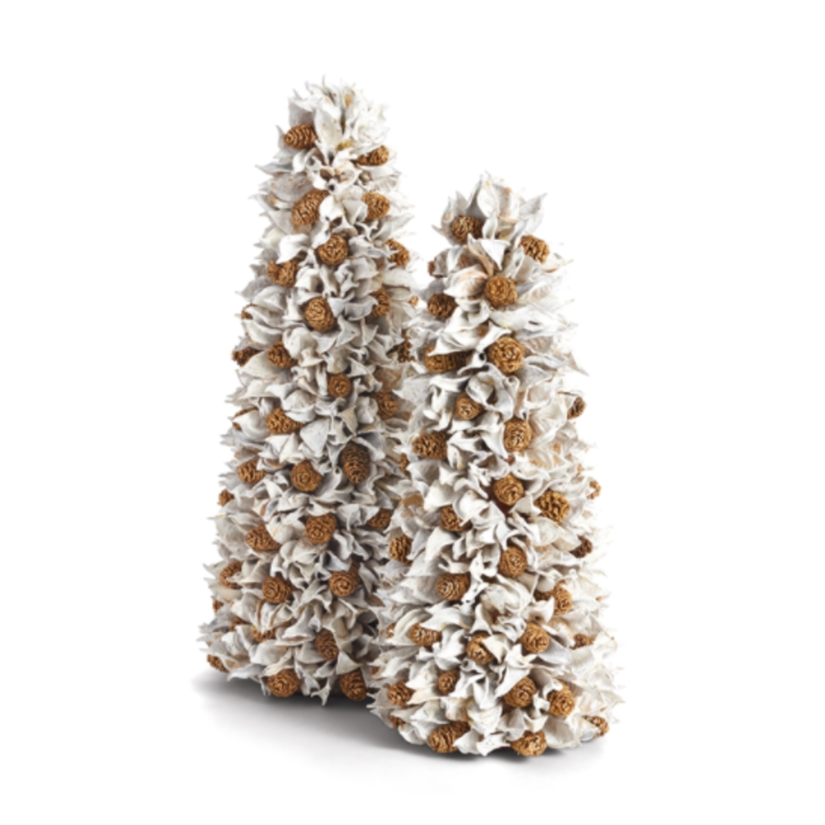 Napa Home and Garden Pinecone and Cotton Shell Topiaries Set of 2