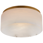 Visual Comfort Otto Medium Flush Mount In Antique-Burnished Brass with Alabaster