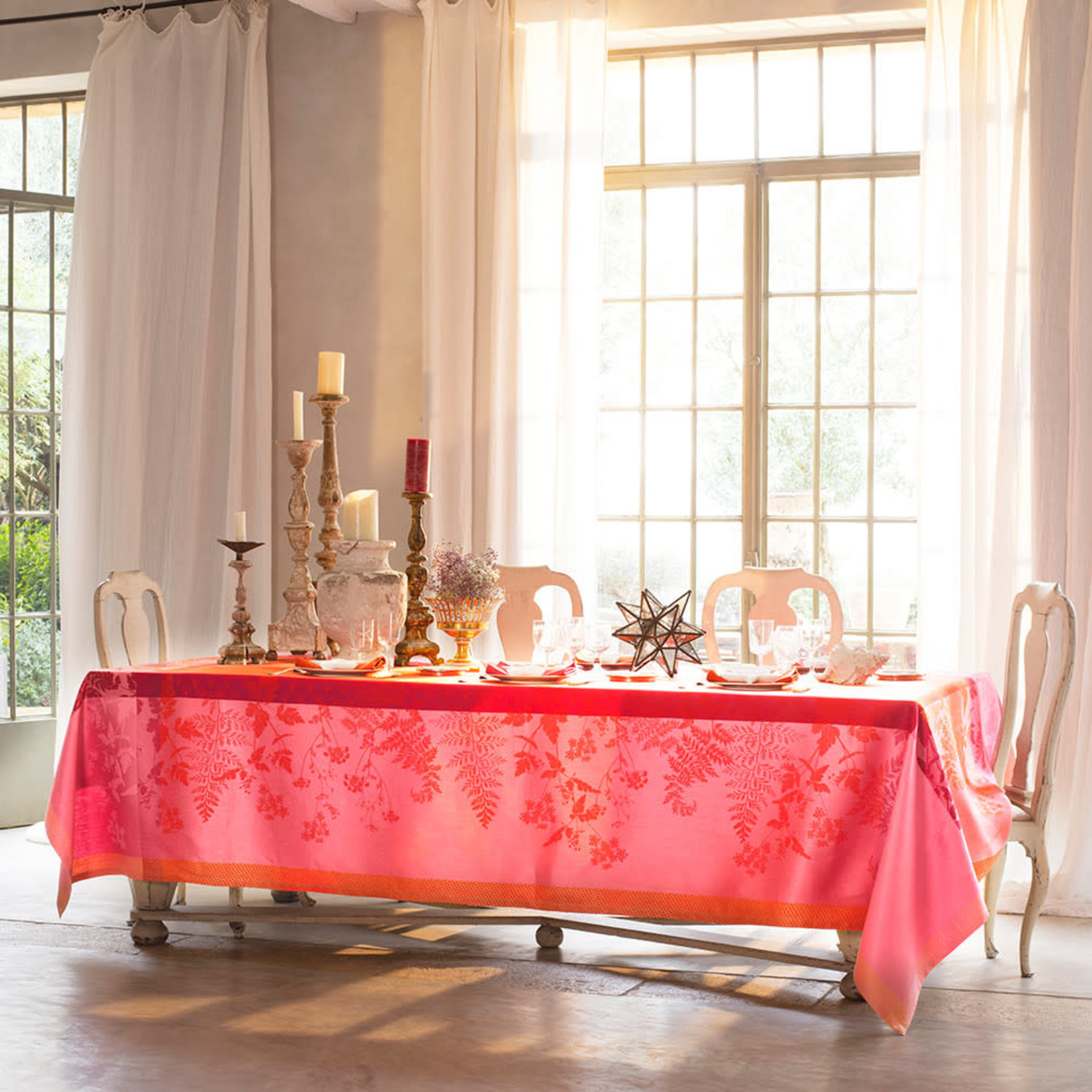 Garnier Thiebaut Ombelles Rose Tablecloth 69x120
