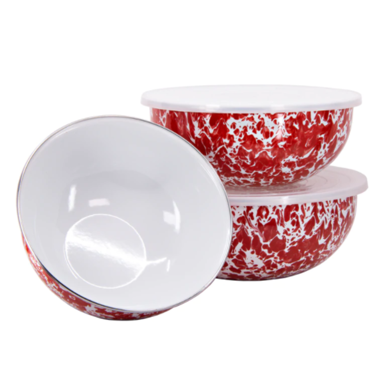 Golden Rabbit Red Enamel Mixing Bowls - Set of 3