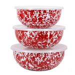 Golden Rabbit Red Enamel Mixing Bowls - Set of 3