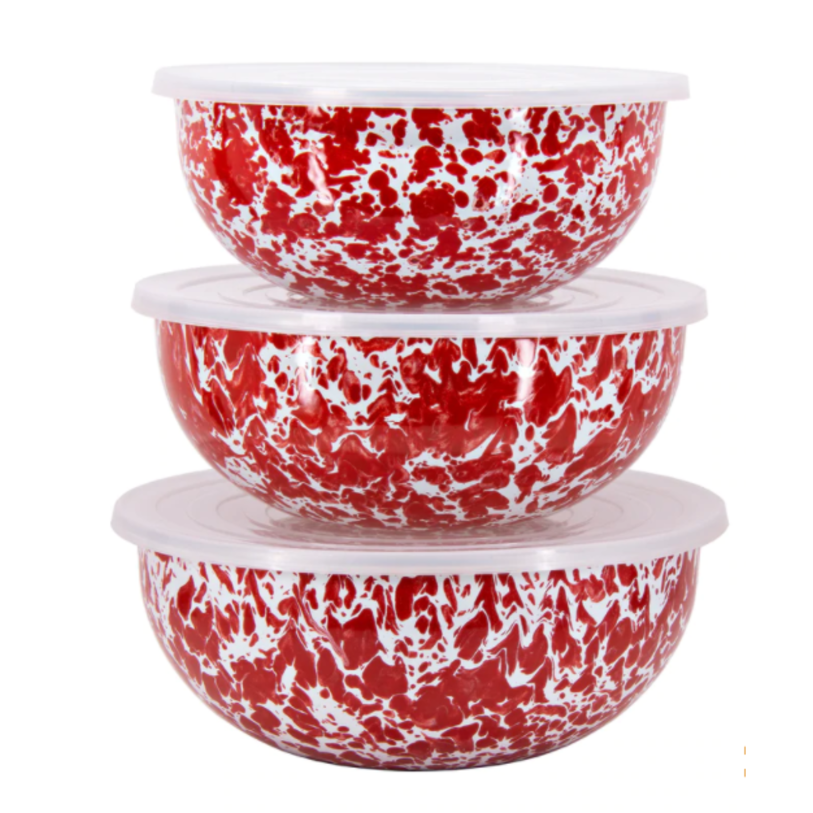 Golden Rabbit Red Enamel Mixing Bowls - Set of 3