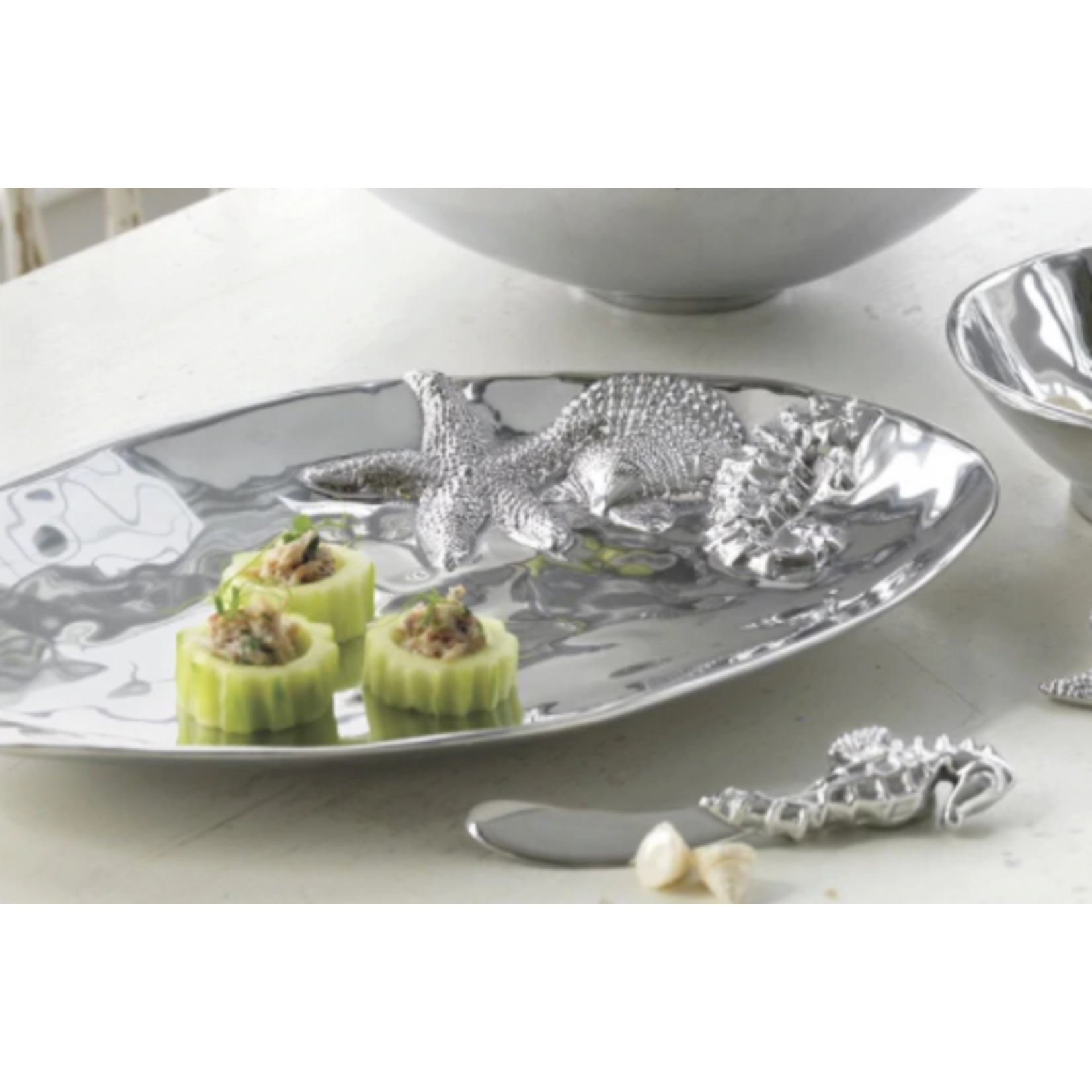Mariposa Oval Silver Seaside Serving Tray