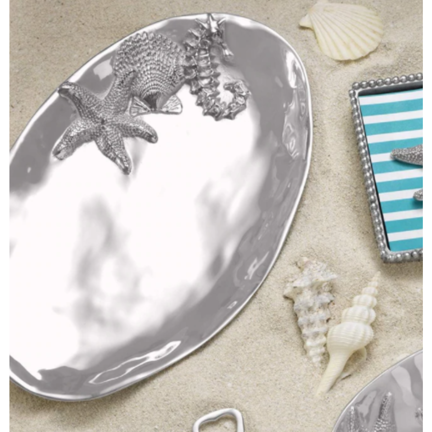 Mariposa Oval Silver Seaside Serving Tray