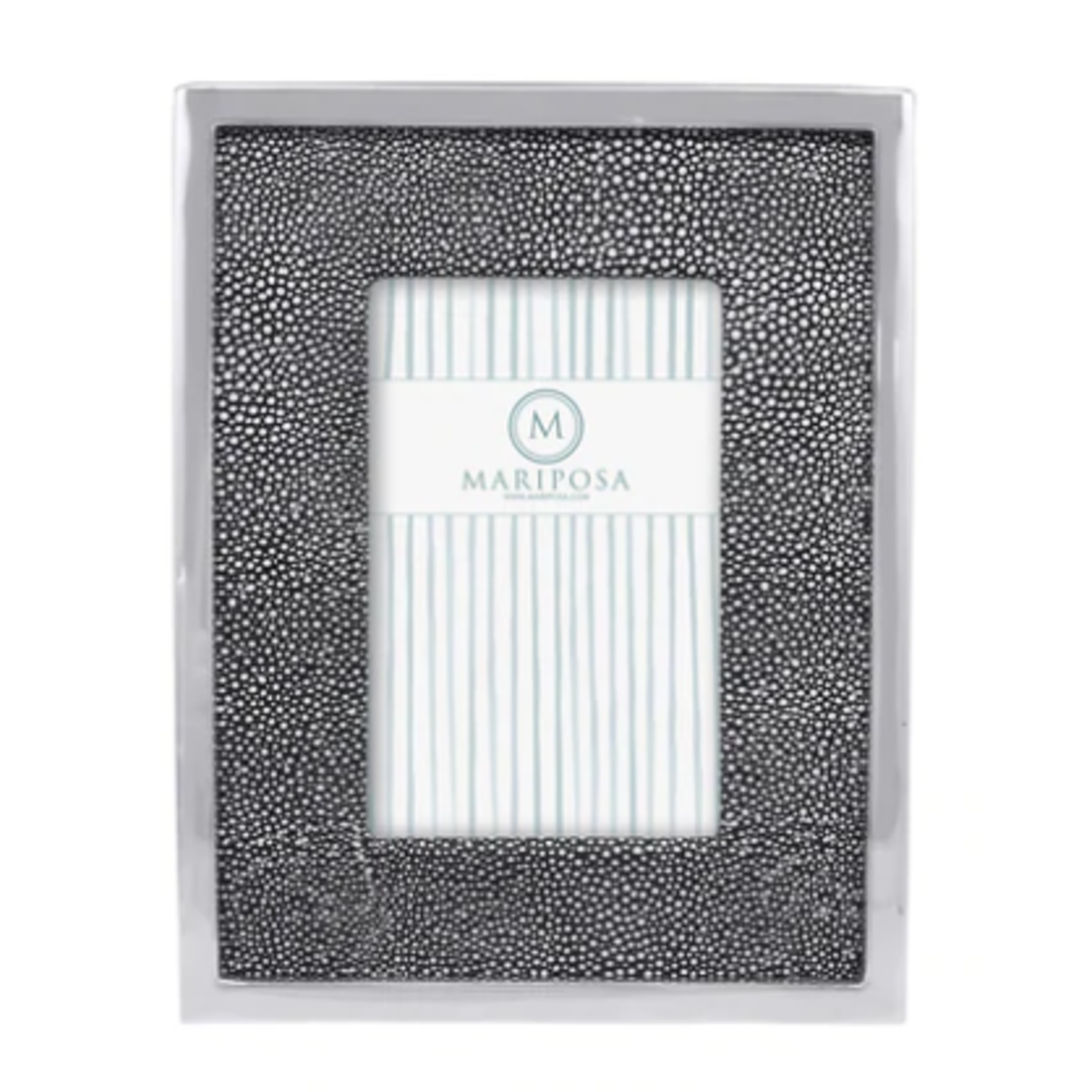 White Leather with Metal Border 4x6 Frame