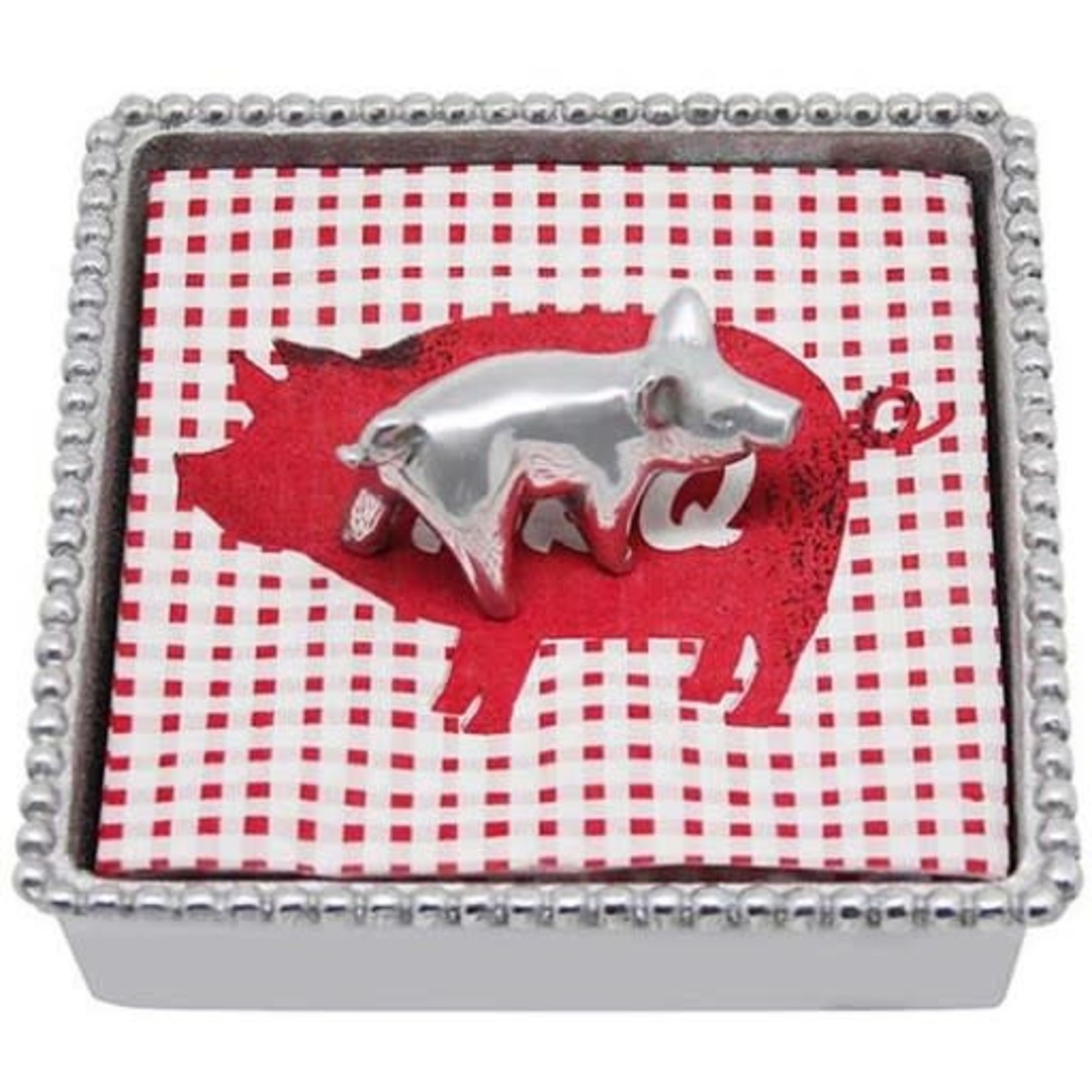 Mariposa Pig Beaded Napkin Box