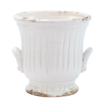 Vietri Rustic Garden White Medium Handled Cachepot