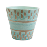 Vietri Garden Geo Aqua Blue Glazed Cachepot - Large 9.75" x 9.25"